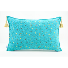 Fabric Pillow, Fabric Pillow 16x24, Turquoise Blue  Arabian Night Pattern Turkish Fabric Pillow Cover, Chenille Bohemian Pillow