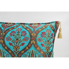 Fabric Pillow,Fabric Pillow 16x24,Turquoise Blue Morocco Pattern Turkish Jacquard Fabric Pillow Cover,Chenille Bohemian Pillow