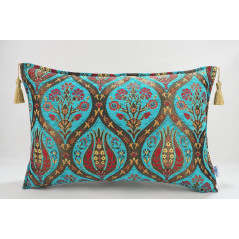 Fabric Pillow,Fabric Pillow 16x24,Turquoise Blue Morocco Pattern Turkish Jacquard Fabric Pillow Cover,Chenille Bohemian Pillow