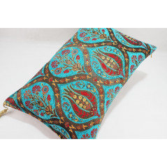 Fabric Pillow,Fabric Pillow 16x24,Turquoise Blue Morocco Pattern Turkish Jacquard Fabric Pillow Cover,Chenille Bohemian Pillow