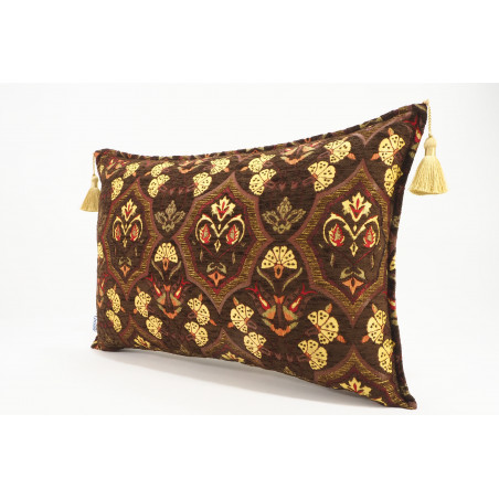 Fabric Pillow,Fabric Pillow 16x24,Brown Carnation Pattern Turkish Pattern Jacquard Fabric Pillow,Bohemian Pillow,Throw Pillow