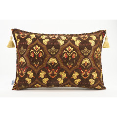 Fabric Pillow,Fabric Pillow 16x24,Brown Carnation Pattern Turkish Pattern Jacquard Fabric Pillow,Bohemian Pillow,Throw Pillow