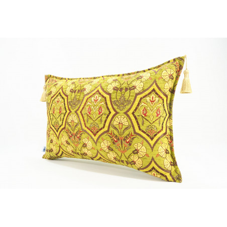 Fabric Pillow,Fabric Pillow 16x24,Pistachio Green Carnation Pattern Turkish Pattern Jacquard Fabric Pillow,Bohemian Throw Pillow