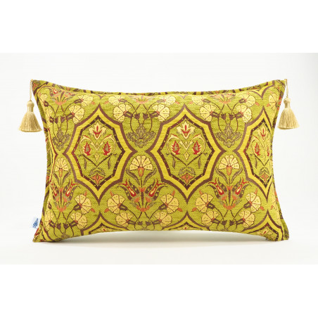 Fabric Pillow,Fabric Pillow 16x24,Pistachio Green Carnation Pattern Turkish Pattern Jacquard Fabric Pillow,Bohemian Throw Pillow