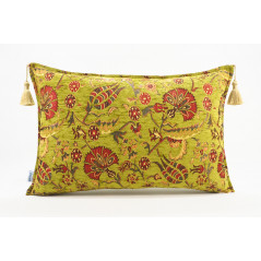 Fabric Pillow,Fabric Pillow 16x24,Pistachio Green Caucasus Carnation Pattern Turkish Fabric Pillow, Decorative Bohemian Pillow