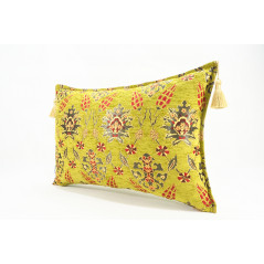 Fabric Pillow,Fabric Pillow 16x24,Pistachio Green Topkapi Palace Tulip Pattern Turkish Jacquard Fabric Pillow,Throw Sofa Pillow