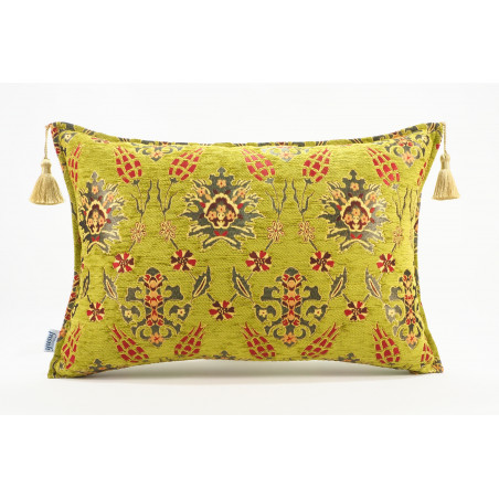 Fabric Pillow,Fabric Pillow 16x24,Pistachio Green Topkapi Palace Tulip Pattern Turkish Jacquard Fabric Pillow,Throw Sofa Pillow