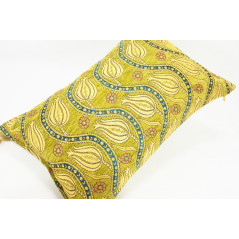 Fabric Pillow,Fabric Pillow 16x24,Pistachio Green Water Line Tulip Pattern Turkish Jacquard Fabric Pillow,Chenille Fabric Pillow