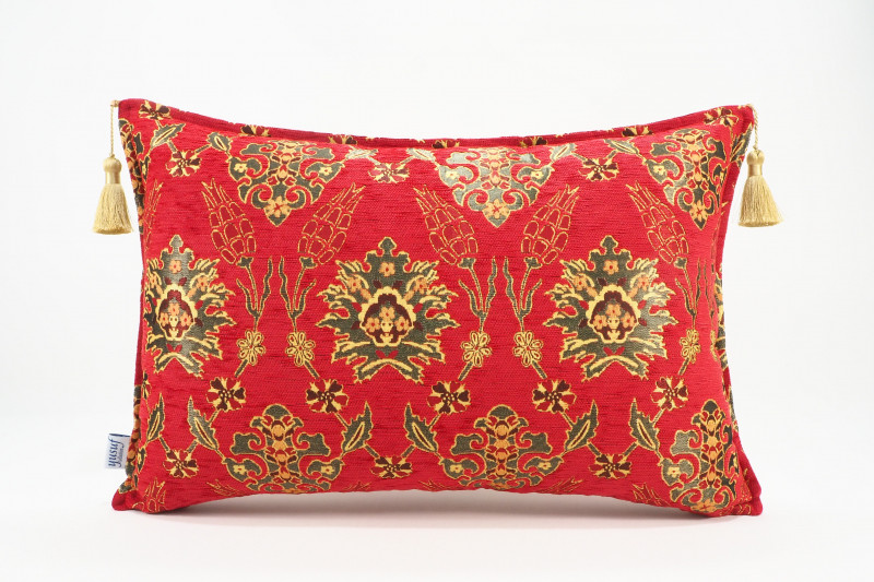 Fabric Pillow,Fabric Pillow 16x24,Red Topkapi Palace Tulip Pattern Turkish Jacquard Fabric Pillow Cover,Throw Pillow,Sofa Pillow