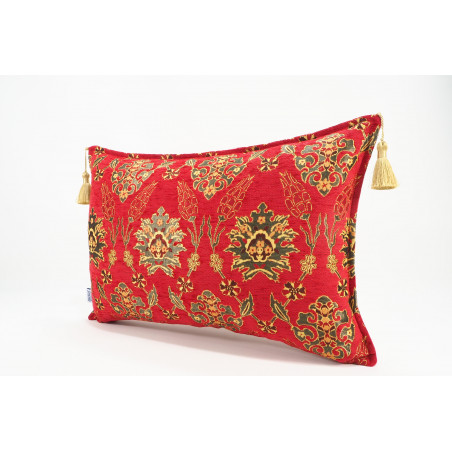 Fabric Pillow,Fabric Pillow 16x24,Red Topkapi Palace Tulip Pattern Turkish Jacquard Fabric Pillow Cover,Throw Pillow,Sofa Pillow