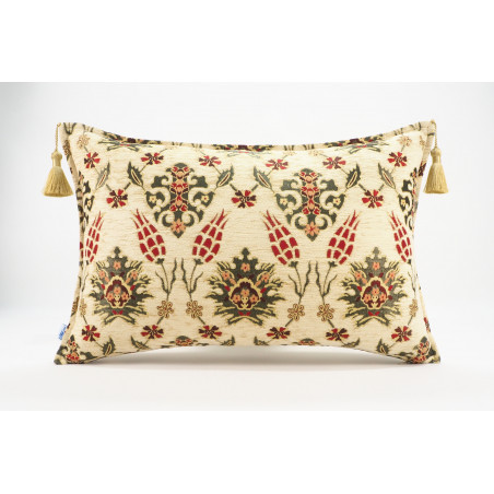 Fabric Pillow,Fabric Pillow 16x24,Beige Topkapi Palace Tulip Pattern Turkish Jacquard Fabric Pillow Cover,Throw Pillow Case