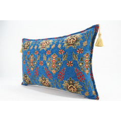 Fabric Pillow,Fabric Pillow 16x24,Navy Blue Topkapi Palace Tulip Pattern Turkish Jacquard Fabric Pillow Cover,Throw Pillow Case