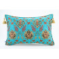 Fabric Pillow,Fabric Pillow 16x24,Turquoise Blue Topkapi Palace Tulip Pattern Turkish Jacquard Fabric Pillow Cover,Throw Pillow