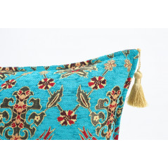 Fabric Pillow,Fabric Pillow 16x24,Turquoise Blue Topkapi Palace Tulip Pattern Turkish Jacquard Fabric Pillow Cover,Throw Pillow