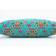 Fabric Pillow,Fabric Pillow 16x24,Turquoise Blue Topkapi Palace Tulip Pattern Turkish Jacquard Fabric Pillow Cover,Throw Pillow