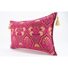 Fabric Pillow,Fabric Pillow 16x24,Mazenda Pink Carnation Pattern Turkish Pattern Jacquard Fabric Pillow,Bohemian Throw Pillow