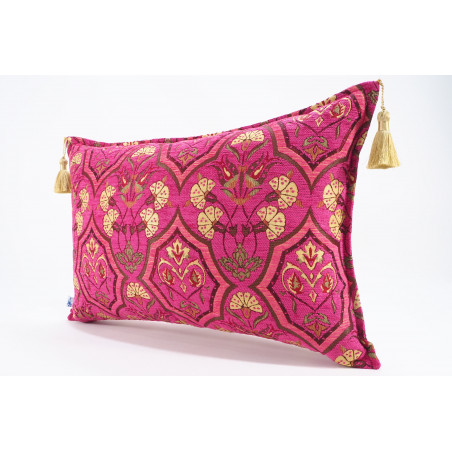 Fabric Pillow,Fabric Pillow 16x24,Mazenda Pink Carnation Pattern Turkish Pattern Jacquard Fabric Pillow,Bohemian Throw Pillow