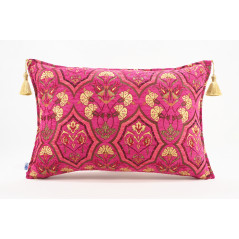 Fabric Pillow,Fabric Pillow 16x24,Mazenda Pink Carnation Pattern Turkish Pattern Jacquard Fabric Pillow,Bohemian Throw Pillow