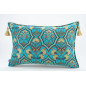 Fabric Pillow,Fabric Pillow 16x24,Turquoise Blue Carnation Pattern Turkish Pattern Jacquard Fabric Pillow,Bohemian Throw Pillow