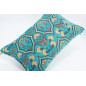 Fabric Pillow,Fabric Pillow 16x24,Turquoise Blue Carnation Pattern Turkish Pattern Jacquard Fabric Pillow,Bohemian Throw Pillow