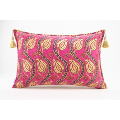 Fabric Pillow,Fabric Pillow 16x24,Mazenda Pink Water Line Tulip Pattern Turkish Jacquard Fabric Pillow,Chenille Fabric Pillow