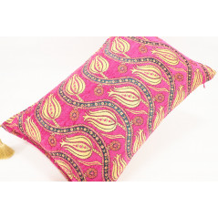 Fabric Pillow,Fabric Pillow 16x24,Mazenda Pink Water Line Tulip Pattern Turkish Jacquard Fabric Pillow,Chenille Fabric Pillow