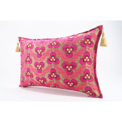 Fabric Pillow, Fabric Pillow 16x24, Mazenda Pink Tiger Eyes Pattern Turkish Fabric Pillow Cover, Chenille Bohemian Pillow