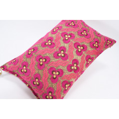 Fabric Pillow, Fabric Pillow 16x24, Mazenda Pink Tiger Eyes Pattern Turkish Fabric Pillow Cover, Chenille Bohemian Pillow