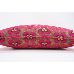 Fabric Pillow, Fabric Pillow 16x24, Mazenda Pink Tiger Eyes Pattern Turkish Fabric Pillow Cover, Chenille Bohemian Pillow