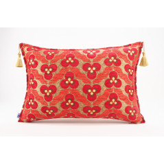 Fabric Pillow, Fabric Pillow 16x24, Red Tiger Eyes Pattern Turkish Fabric Pillow Cover, Chenille Fabric Pillow, Bohemian Pillow