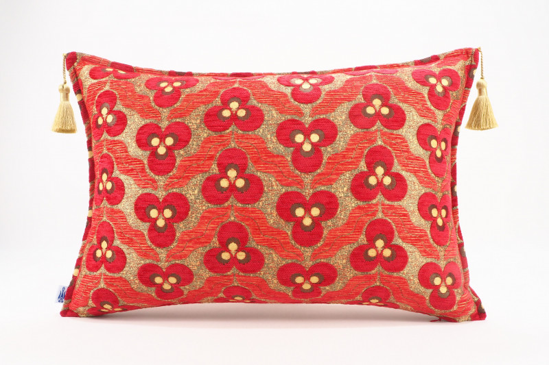 Fabric Pillow, Fabric Pillow 16x24, Red Tiger Eyes Pattern Turkish Fabric Pillow Cover, Chenille Fabric Fabric, Bohemian Pillow