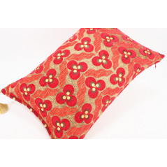 Fabric Pillow, Fabric Pillow 16x24, Red Tiger Eyes Pattern Turkish Fabric Pillow Cover, Chenille Fabric Pillow, Bohemian Pillow