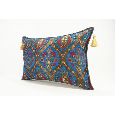 Fabric Pillow,Fabric Pillow 16x24,Navy Blue Morocco Pattern Turkish Jacquard Fabric Pillow Cover,Chenille Fabric Bohemian Pillow