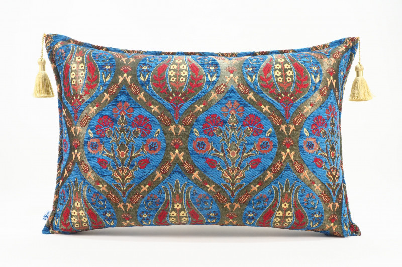 Fabric Pillow,Fabric Pillow 16x24,Navy Blue Morocco Pattern Turkish Jacquard Fabric Pillow Cover,Chenille Fabric Bohemian Pillow