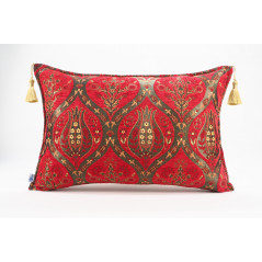 Fabric Pillow, Fabric Pillow 16x24, Red Morocco Pattern Turkish Jacquard Fabric Pillow Cover, Chenille Fabric Bohemian Pillow