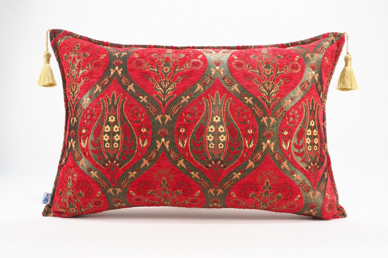 Fabric Pillow, Fabric Pillow 16x24, Red Morocco Pattern Turkish Jacquard Fabric Pillow Cover, Chenille Fabric Bohemian Pillow