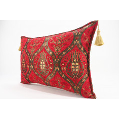 Fabric Pillow, Fabric Pillow 16x24, Red Morocco Pattern Turkish Jacquard Fabric Pillow Cover, Chenille Fabric Bohemian Pillow