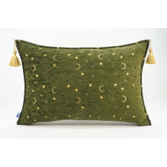 Fabric Pillow, Fabric Pillow 16x24, Moss Green Arabian Night Pattern Turkish Fabric Pillow Cover, Chenille Bohemian Pillow