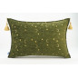 Fabric Pillow, Fabric Pillow 16x24, Moss Green Arabian Night Pattern Turkish Fabric Pillow Cover, Chenille Bohemian Pillow