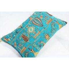 Fabric Pillow,Fabric Pillow 16x24,Turquoise Blue Turkish Dream Pattern Turkish Chenille Fabric Pillow,Decorative Bohemian Pillow