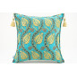 Fabric Pillow, Fabric Pillow 18x18, Turquoise Blue Water Line Tulip Pattern Turkish Fabric Pillow, Decorative and Throw Pillow