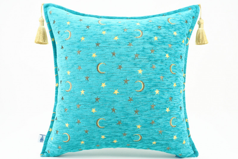 Fabric Pillow,Fabric Pillow 18x18,Turquoise Blue Arabian NIght Pattern Turkish Fabric Pillow,Decorative Accent and Throw Pillow