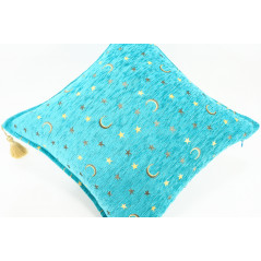 Turkish Fabric Pillow 18x18, Turquoise Blue Arabian Night Pattern Decorative Ottoman Fabric Pillow