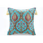 Fabric Pillow,Fabric Pillow 18x18,Turquoise Blue Morocco Pattern Tulip Turkish Fabric Pillow,Decorative Accent and Throw Pillow