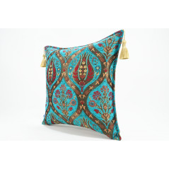 Fabric Pillow,Fabric Pillow 18x18,Turquoise Blue Morocco Pattern Tulip Turkish Fabric Pillow,Decorative Accent and Throw Pillow