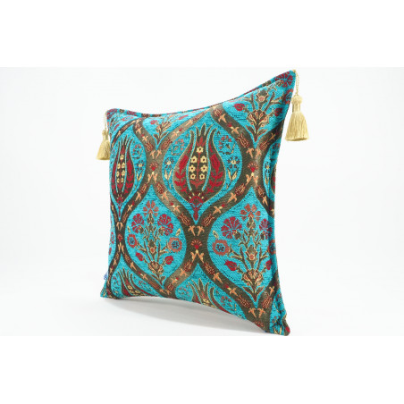 Fabric Pillow,Fabric Pillow 18x18,Turquoise Blue Morocco Pattern Tulip Turkish Fabric Pillow,Decorative Accent and Throw Pillow