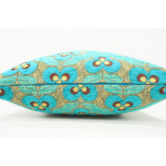 Turkish Fabric Pillow 18x18, Turquoise Blue Tiger Eye Decorative Ottoman Fabric Pillow