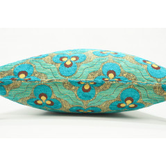 Turkish Fabric Pillow 18x18, Turquoise Blue Tiger Eye Decorative Ottoman Fabric Pillow