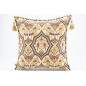 Fabric Pillow, Fabric Pillow 18x18, Beige Carnation Pattern Turkish Fabric Pillow, Decorative Accent and Throw Pillow