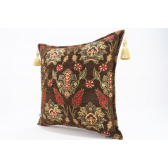 Fabric Pillow,Fabric Pillow 18x18,Brown Topkapi Palace Tulip Pattern Turkish Fabric Pillow Cover,Decorative Pillow,Throw Pillow